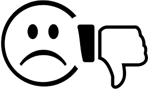 Sad face and a thumbs down symbol