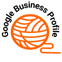 Ball of orange yarn with Google Business Profile (GBP) above
