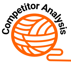 Ball of oragne yarn with copetitor analysis above