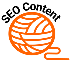 Ball of orange yarn with AEO/SEO content above